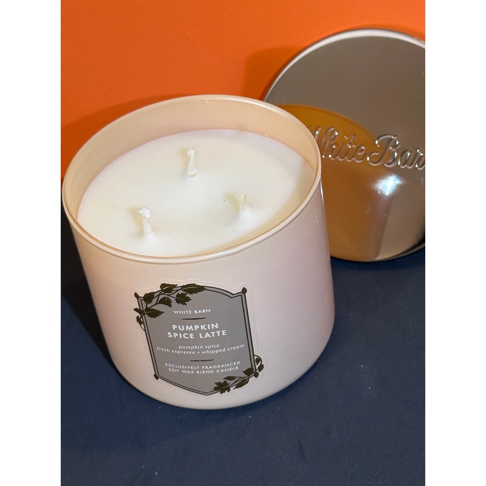 Bath & Body Works White Barn Pumpkin Spice Latte 3-Wick Candle 14.5oz Fall Scent